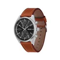 Herren Chronograph "SKYTRAVELLER" Quarz Leder braun