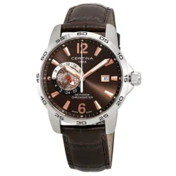 Herren Chronometer "DS PODIUM GMT" Quarz Leder braun