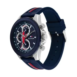 Herren Uhr "CLARK" Quarz Silikon blau/rot