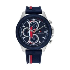 Herren Uhr "CLARK" Quarz Silikon blau/rot