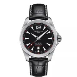 Herren Uhr "DS ACTION" Quarz Leder schwarz
