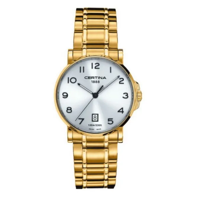 Herren Uhr "DS CAIMANO" Quaru Stahl gold