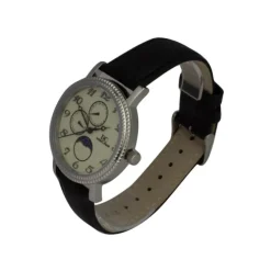 Herren Uhr Quarz Leder schwarz
