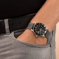 Herren Uhr Quarz Nylon schwarz