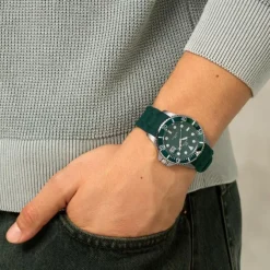 Herren Uhr Quarz Silikon gr&uuml;n