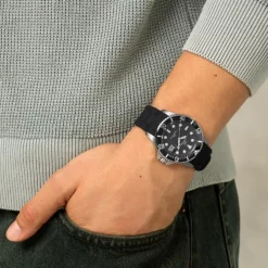 Herren Uhr Quarz Silikon schwarz