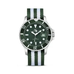 Herren Uhr Quarz Silikon/Textil gr&uuml;n