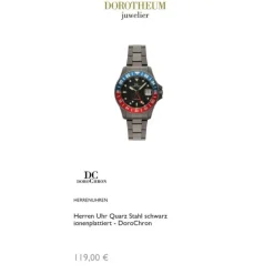 Herren Uhr Quarz Stahl schwarz ionenplattiert