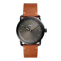 Herren Uhr "THE COMMUTER 3H DATE" Quarz Leder braun