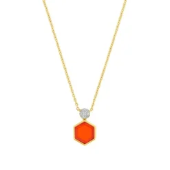 Karneol Collier Silber 925 Zirkonia vergoldet