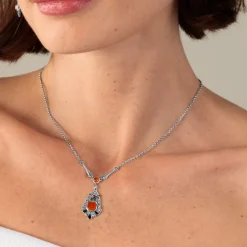 Karneol Markasit Collier Silber 925