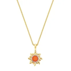 Karneol Topas Collier "Sonne" Silber 925 vergoldet