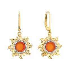 Karneol Topas Ohrringe "Sonne" Silber 925 vergoldet