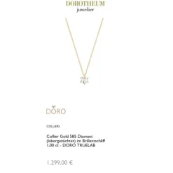 Lab Grown Diamond Collier Gold 585 im Brillantschliff 1,00 ct
