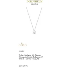 Lab Grown Diamond Collier Weißgold 585 im Brillantschliff 0,75 ct.