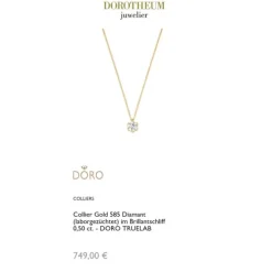 Lab Grown Diamond Collier Gold 585 im Brillantschliff 0,50 ct.