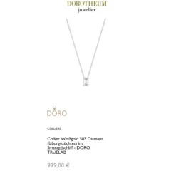 Lab Grown Diamond Collier Weißgold 585 im Smaragdschliff zus. 0,75 ct.