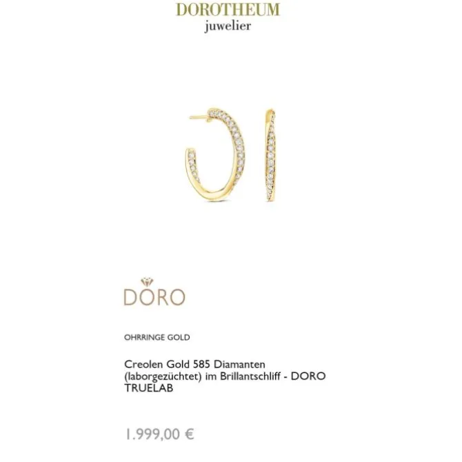 Lab Grown Diamond Creolen Gold 585 im Brillantschliff zus. 1,12 ct.