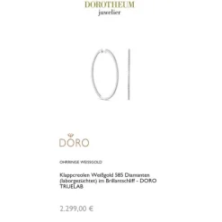 Lab Grown Diamond Klappcreolen Wei&szlig;gold 585 im Brillantschliff zus. 0,81 ct.