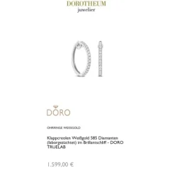 Lab Grown Diamond Klappcreolen Wei&szlig;gold 585 im Brillantschliff zus. 0,90 ct.