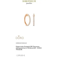 Lab Grown Diamond Klappcreolen Ros&eacute;gold 585 im Brillantschliff zus. 0,90 ct.