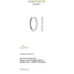 Lab Grown Diamond Klappcreolen Wei&szlig;gold 585 im Brillantschliff zus. 0,73 ct.