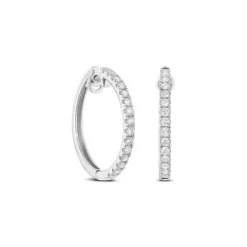 Lab Grown Diamond Klappcreolen Wei&szlig;gold 585 im Brillantschliff zus. 0,90 ct.