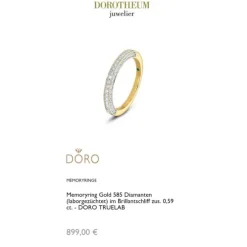 Lab Grown Diamond Memoryring Gold 585 im Brillantschliff zus. 0,59 ct.