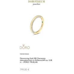 Lab Grown Diamond Memoryring Gold 585 im Brillantschliff zus. 0,38 ct.