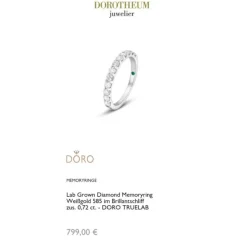 Lab Grown Diamond Memoryring Wei&szlig;gold 585 im Brillantschliff zus. 0,72 ct.