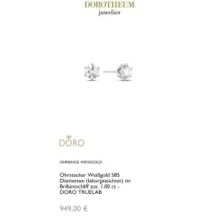 Lab Grown Diamond Ohrstecker Wei&szlig;gold 585 im Brillantschliff zus. 1.00 ct