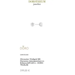Lab Grown Diamond Ohrstecker Wei&szlig;gold 585 im Brillantschliff zus. 0,50 ct