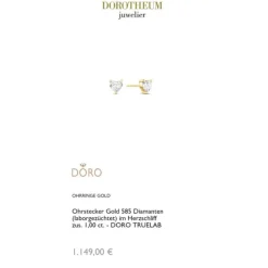 Lab Grown Diamond Ohrstecker Gold 585 im Herzschliff zus. 1,00 ct.