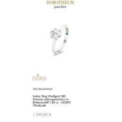 Lab Grown Diamond Solit&auml;r Ring Wei&szlig;gold 585 im Brillantschliff 1,00 ct.