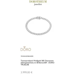 Lab Grown Diamond Tennisarmband Wei&szlig;gold 585 im Brillantschliff zus. 7,50 ct. (ca. 18cm)
