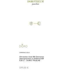 Labor Diamant Ohrstecker Gold 585 im Brillantschliff zus. 0,50 ct.