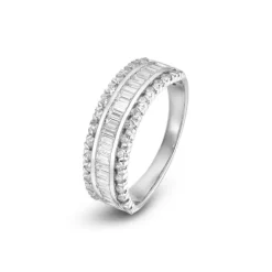 Labor Diamant Ring Wei&szlig;gold 585 im Brillant- und Baguetteschliff zus. 1,00 ct.