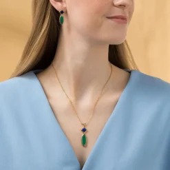 Lapislazuli Malachit Collier Silber 925 vergoldet