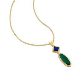 Lapislazuli Malachit Collier Silber 925 vergoldet