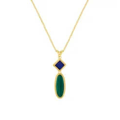 Lapislazuli Malachit Collier Silber 925 vergoldet