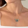 Lapislazuli Topas Collier "Schmetterling" Silber 925 vergoldet