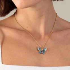 Lapislazuli Topas Collier "Schmetterling" Silber 925 vergoldet