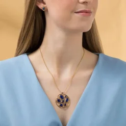 Lapislazuli Topas Collier Silber 925 vergoldet