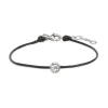 Leder-Armband "Silver Circle" Silber 925 Zirkonia