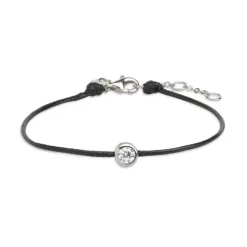 Leder-Armband "Silver Circle" Silber 925 Zirkonia