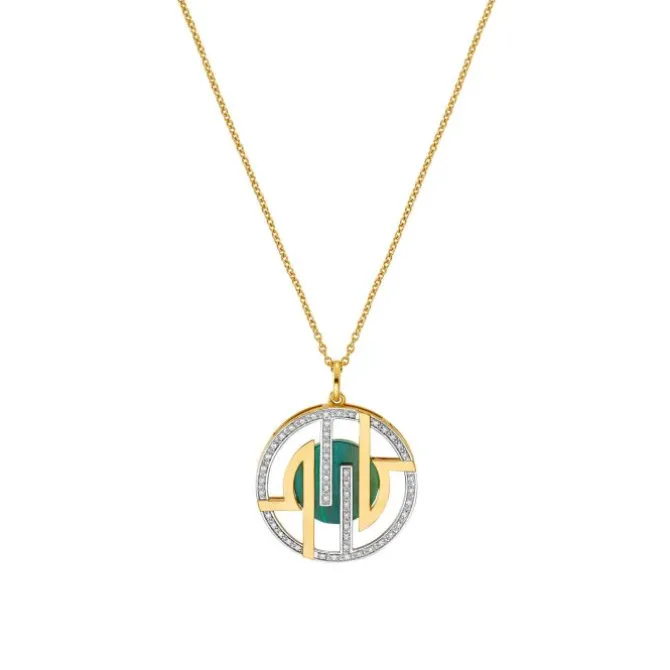 Malachit Collier Silber 925 vergoldet