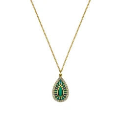 Malachit Collier Silber 925 vergoldet Zirkonia