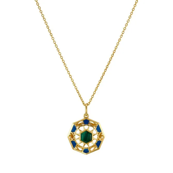 Malachit Collier Silber 925 vergoldet