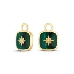 Malachit Diamant Anh&auml;nger f&uuml;r Creolen "Stern" Gold 585