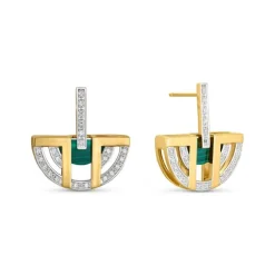 Malachit Ohrstecker Silber 925 vergoldet